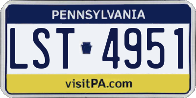 PA license plate LST4951
