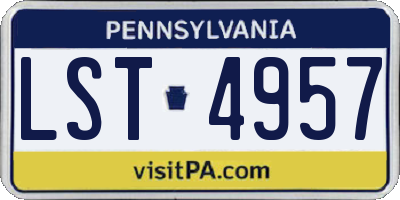 PA license plate LST4957