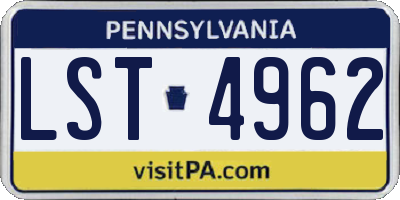 PA license plate LST4962