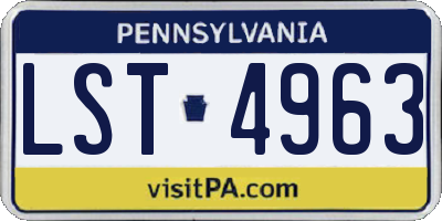 PA license plate LST4963
