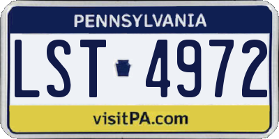 PA license plate LST4972