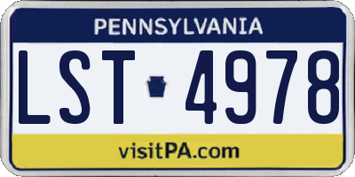 PA license plate LST4978