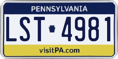 PA license plate LST4981