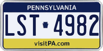 PA license plate LST4982