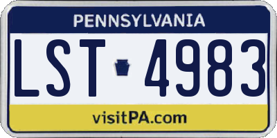 PA license plate LST4983