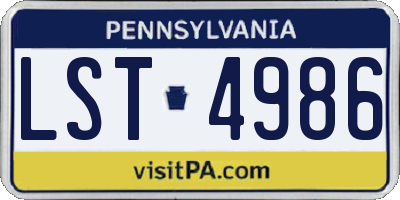 PA license plate LST4986