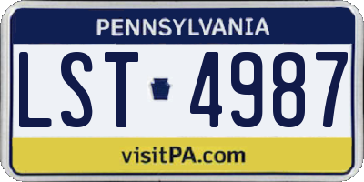 PA license plate LST4987