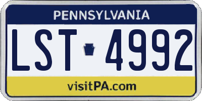 PA license plate LST4992