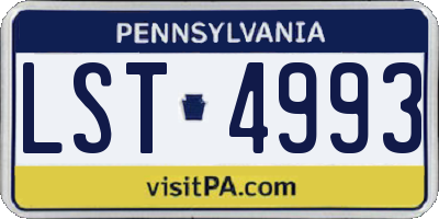 PA license plate LST4993