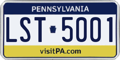PA license plate LST5001