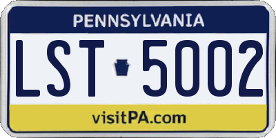 PA license plate LST5002