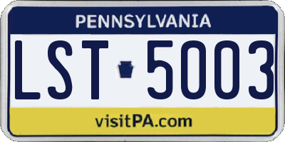 PA license plate LST5003