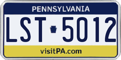 PA license plate LST5012