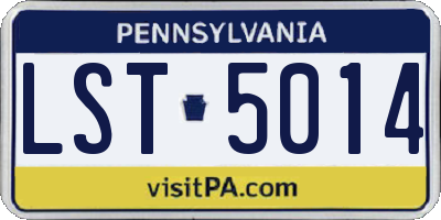 PA license plate LST5014