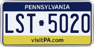 PA license plate LST5020