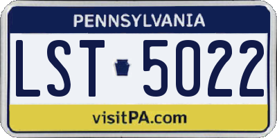 PA license plate LST5022