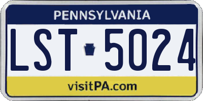 PA license plate LST5024