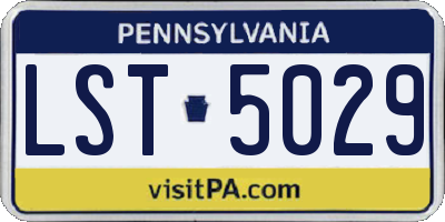 PA license plate LST5029