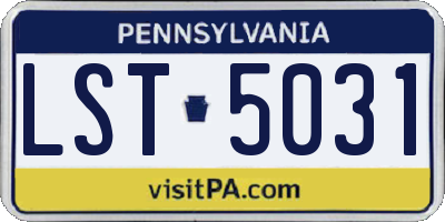 PA license plate LST5031