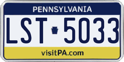 PA license plate LST5033