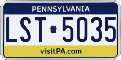 PA license plate LST5035
