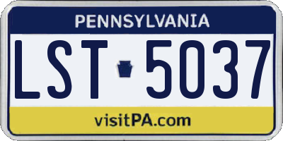 PA license plate LST5037