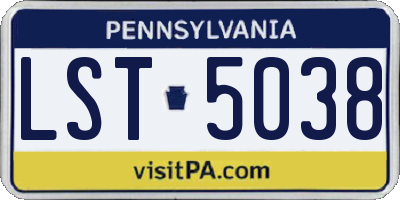 PA license plate LST5038