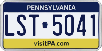 PA license plate LST5041