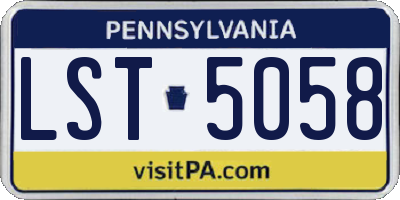 PA license plate LST5058