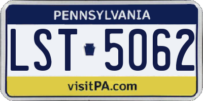 PA license plate LST5062