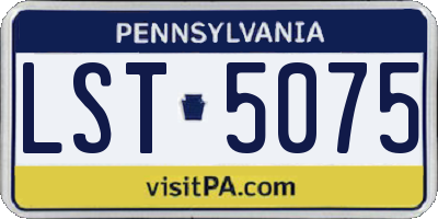 PA license plate LST5075