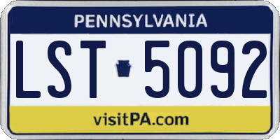 PA license plate LST5092