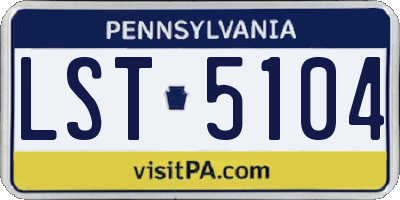 PA license plate LST5104