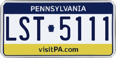 PA license plate LST5111