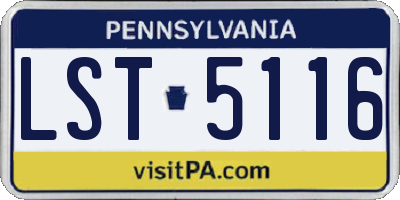PA license plate LST5116