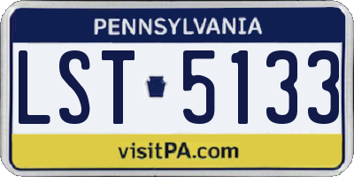 PA license plate LST5133