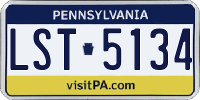 PA license plate LST5134