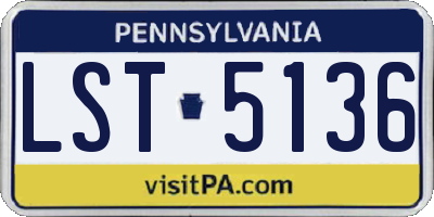 PA license plate LST5136