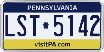 PA license plate LST5142