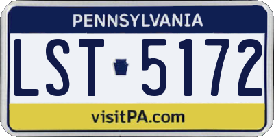 PA license plate LST5172