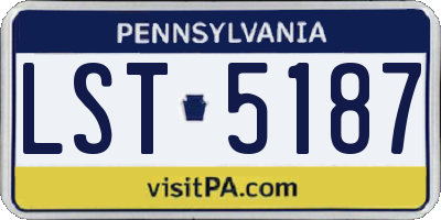 PA license plate LST5187