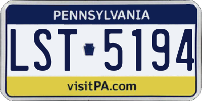 PA license plate LST5194