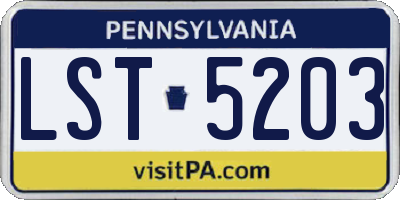 PA license plate LST5203