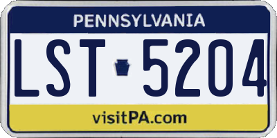 PA license plate LST5204