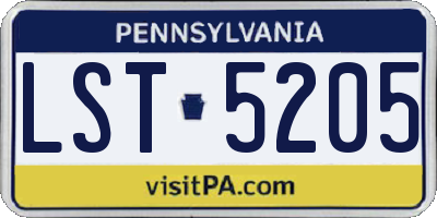 PA license plate LST5205