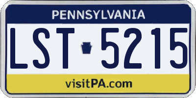 PA license plate LST5215