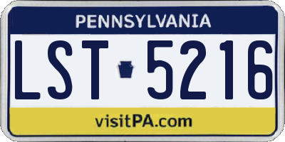 PA license plate LST5216