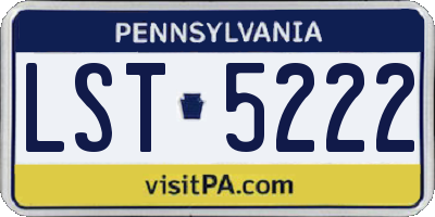 PA license plate LST5222