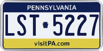 PA license plate LST5227