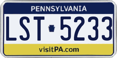 PA license plate LST5233